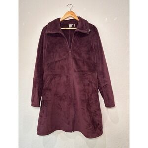 Athleta Burgundy Plush Zip Up Jacket Coat Women Size L